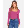 imageANRABESS Womens Long Sleeve Square Neck Crop Top Ribbed Slim Fitted Basic Tee Layer Y2K Shirts Fall Fashion Outfits 2025Hot Pink