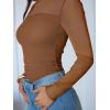 imageANRABESS Womens Sexy Mesh Long Sleeve Shirts Trendy Mock Neck Sheer Ruched Going Out Tops Fall Slim Fit Blouses 2025Brownish Yellow