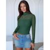 imageANRABESS Womens Sexy Mesh Long Sleeve Shirts Trendy Mock Neck Sheer Ruched Going Out Tops Fall Slim Fit Blouses 2025Deep Green