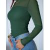 imageANRABESS Womens Sexy Mesh Long Sleeve Shirts Trendy Mock Neck Sheer Ruched Going Out Tops Fall Slim Fit Blouses 2025Deep Green