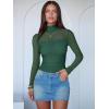 imageANRABESS Womens Sexy Mesh Long Sleeve Shirts Trendy Mock Neck Sheer Ruched Going Out Tops Fall Slim Fit Blouses 2025Deep Green