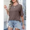imageANRABESS Womens Tops Crewneck Half Sleeve Loose Fit T Shirts Solid Cute Flowy Shirts Summer Casual Tees 2025 Trendy OutfitsBrown