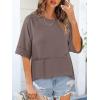imageANRABESS Womens Tops Crewneck Half Sleeve Loose Fit T Shirts Solid Cute Flowy Shirts Summer Casual Tees 2025 Trendy OutfitsBrown