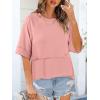 imageANRABESS Womens Tops Crewneck Half Sleeve Loose Fit T Shirts Solid Cute Flowy Shirts Summer Casual Tees 2025 Trendy OutfitsCoral Pink