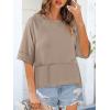 imageANRABESS Womens Tops Crewneck Half Sleeve Loose Fit T Shirts Solid Cute Flowy Shirts Summer Casual Tees 2025 Trendy OutfitsKhaki