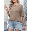 imageANRABESS Womens Tops Crewneck Half Sleeve Loose Fit T Shirts Solid Cute Flowy Shirts Summer Casual Tees 2025 Trendy OutfitsKhaki