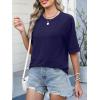 imageANRABESS Womens Tops Crewneck Half Sleeve Loose Fit T Shirts Solid Cute Flowy Shirts Summer Casual Tees 2025 Trendy OutfitsNavy Blue