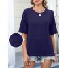 imageANRABESS Womens Tops Crewneck Half Sleeve Loose Fit T Shirts Solid Cute Flowy Shirts Summer Casual Tees 2025 Trendy OutfitsNavy Blue