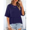 imageANRABESS Womens Tops Crewneck Half Sleeve Loose Fit T Shirts Solid Cute Flowy Shirts Summer Casual Tees 2025 Trendy OutfitsNavy Blue