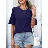 imageANRABESS Womens Tops Crewneck Half Sleeve Loose Fit T Shirts Solid Cute Flowy Shirts Summer Casual Tees 2025 Trendy OutfitsNavy Blue