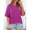 imageANRABESS Womens Tops Crewneck Half Sleeve Loose Fit T Shirts Solid Cute Flowy Shirts Summer Casual Tees 2025 Trendy OutfitsPurple