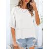 imageANRABESS Womens Tops Crewneck Half Sleeve Loose Fit T Shirts Solid Cute Flowy Shirts Summer Casual Tees 2025 Trendy OutfitsWhite