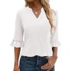 imageANRABESS Blouses for Women Dressy Casual 34 Sleeve V Neck Shirts Business Work Tunic Tops 2025 Fall Outfits ClothesWhite