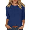 imageANRABESS Women Dressy Casual Blouse 34 Long Sleeve T Shirts Pleated Round Neck Business Work Tunic Tops 2025 Fall OutfitsDark Blue