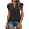 imageANRABESS Women Dressy Casual Blouse Ruffle Sleeve V Neck Textured Shirts 2025 Summer Business Work TopsBlack