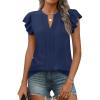 imageANRABESS Women Dressy Casual Blouse Ruffle Sleeve V Neck Textured Shirts 2025 Summer Business Work TopsDark Blue