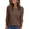 imageANRABESS Women Long Sleeve Shirts Business Casual Tunic Tops Fall Lightweight Sweaters Dressy Blouses 2025 Fashion OutfitsBrown
