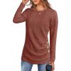 imageANRABESS Women Long Sleeve Tunic Top with Leggings Crewneck Ribbed Knit Buttons Shirts 2025 Fall Casual Lightweight SweatersRust Orange
