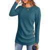 imageANRABESS Women Long Sleeve Tunic Top with Leggings Crewneck Ribbed Knit Buttons Shirts 2025 Fall Casual Lightweight SweatersTeal
