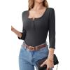 imageANRABESS Womens 34 Sleeve Henley Shirts Ribbed Knit Slim Fit Casual Basic T Shirts 2025 Summer Fall Button Up Blouse OutfitsCharcoal
