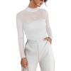 imageANRABESS Womens Sexy Mesh Long Sleeve Shirts Trendy Mock Neck Sheer Ruched Going Out Tops Fall Slim Fit Blouses 2025White