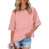 imageANRABESS Womens Tops Crewneck Half Sleeve Loose Fit T Shirts Solid Cute Flowy Shirts Summer Casual Tees 2025 Trendy OutfitsCoral Pink