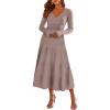 imageANRABESS Womens Wrap Midi Sweater Dresses Long Sleeve V Neck Ribbed Knit Bodycon High Waist Pleated ALine Dress 2025 TrendyPink Almond