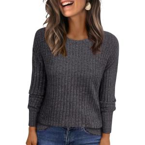 imageANRABESS Women Long Sleeve Shirts Business Casual Tunic Tops Fall Lightweight Sweaters Dressy Blouses 2025 Fashion OutfitsGrey Black