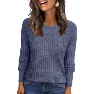 imageANRABESS Women Long Sleeve Shirts Business Casual Tunic Tops Fall Lightweight Sweaters Dressy Blouses 2025 Fashion OutfitsNavy Blue