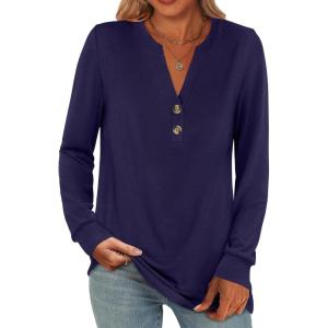 imageANRABESS Womens Long Sleeve Shirts 2025 Fall Henley Business Casual Tops Cute TShirts Work Blouses Outfits Vacation ClothesNavy Blue