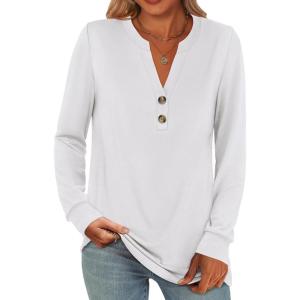 imageANRABESS Womens Long Sleeve Shirts 2025 Fall Henley Business Casual Tops Cute TShirts Work Blouses Outfits Vacation ClothesWhite
