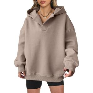 imageANRABESS Womens Oversized Hoodies V Neck Sweatshirts Fleece Long Sleeve Pullover Y2K Clothes 2025 Fall Trendy OutfitsCoffee Grey