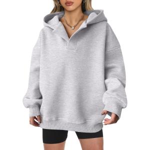 imageANRABESS Womens Oversized Hoodies V Neck Sweatshirts Fleece Long Sleeve Pullover Y2K Clothes 2025 Fall Trendy OutfitsLight Gray