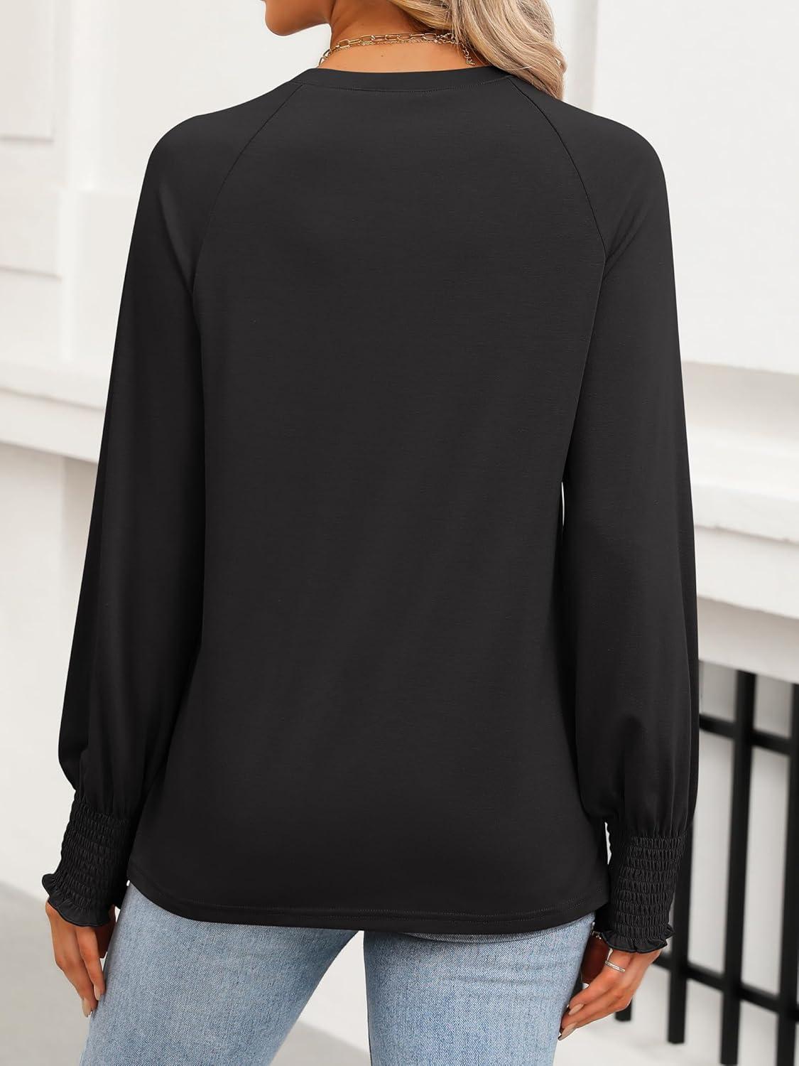imageANRABESS Womens Long Sleeve Shirts Crewneck Casual Loose Tunic Tops Dressy Work Blouses Fall Fashion Clothes 2025Black