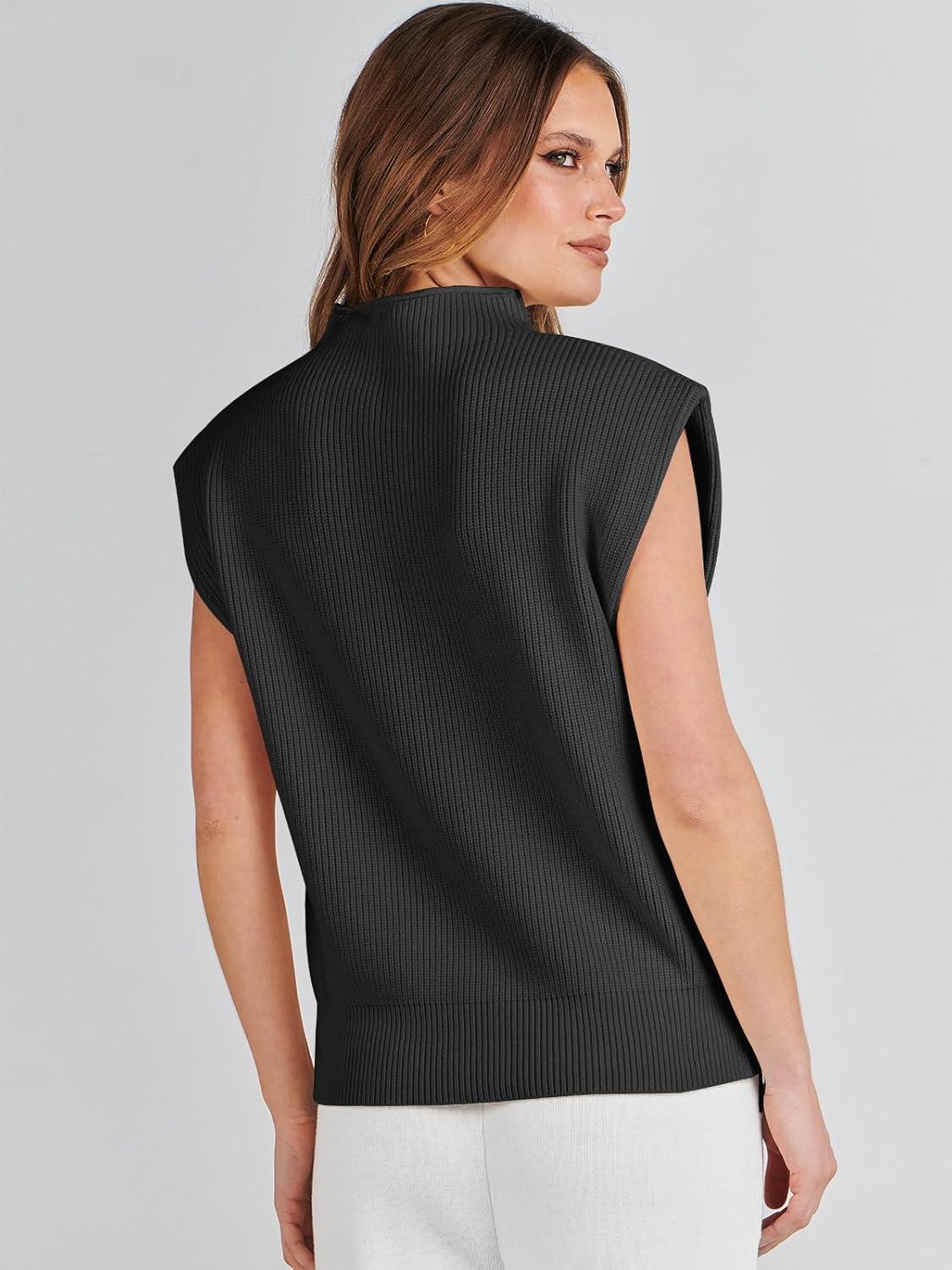 imageANRABESS Womens Mock Neck Sleeveless Sweater Vest Casual Cap Sleeve Knit Pullover Tank Tops 2025 Fall ClothesBlack