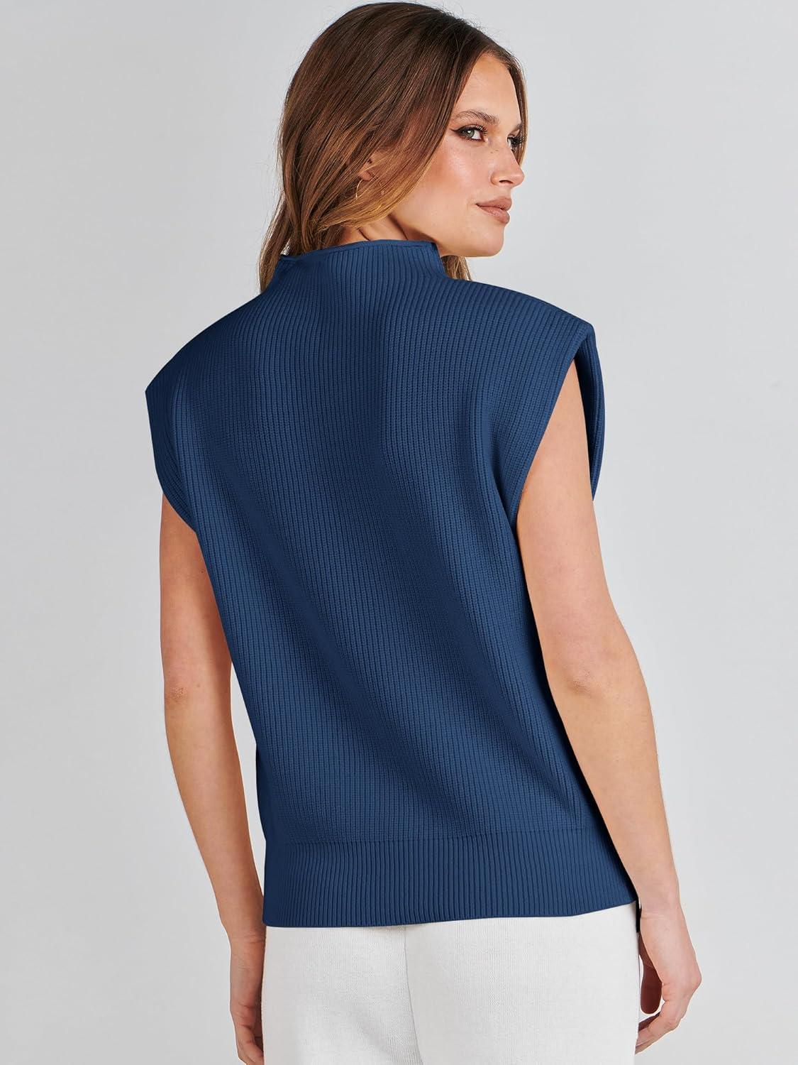 imageANRABESS Womens Mock Neck Sleeveless Sweater Vest Casual Cap Sleeve Knit Pullover Tank Tops 2025 Fall ClothesDark Blue