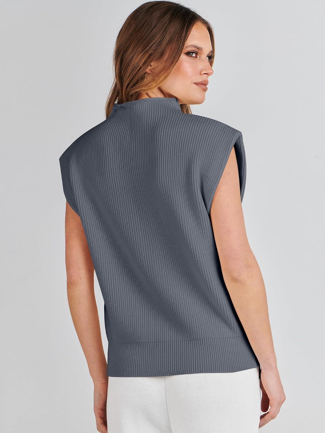 imageANRABESS Womens Mock Neck Sleeveless Sweater Vest Casual Cap Sleeve Knit Pullover Tank Tops 2025 Fall ClothesDeep Grey