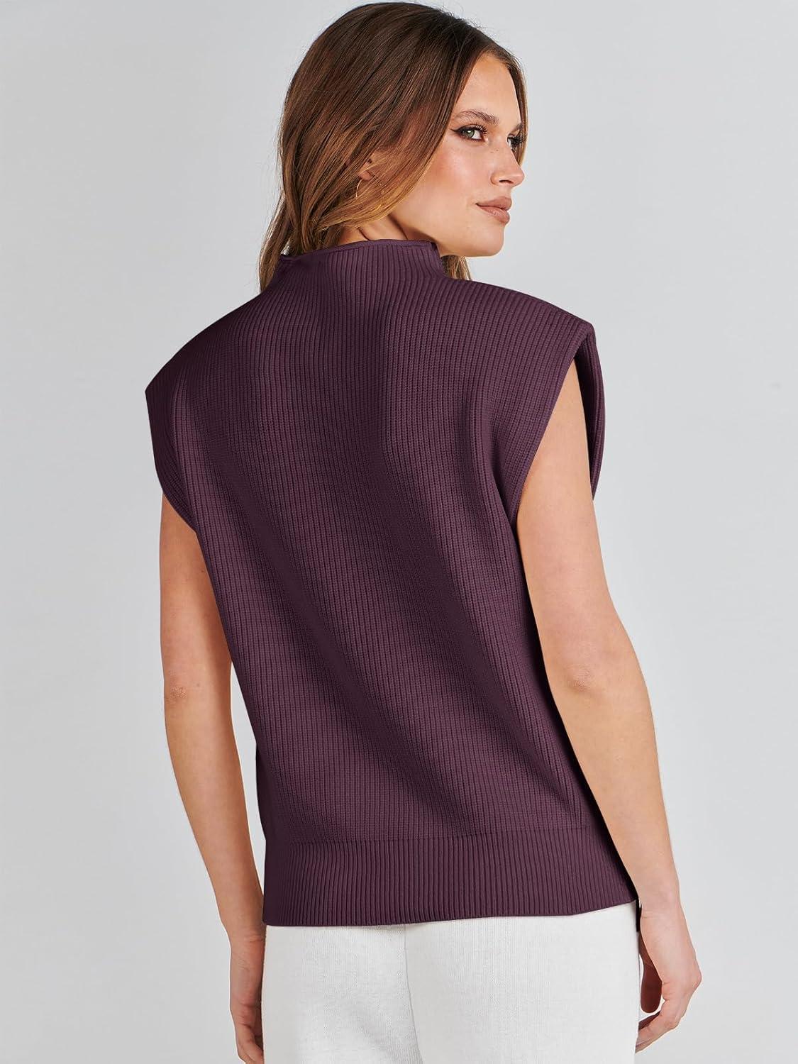 imageANRABESS Womens Mock Neck Sleeveless Sweater Vest Casual Cap Sleeve Knit Pullover Tank Tops 2025 Fall ClothesDeep Purple