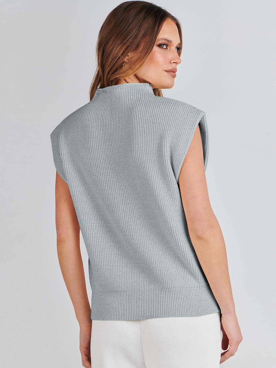 imageANRABESS Womens Mock Neck Sleeveless Sweater Vest Casual Cap Sleeve Knit Pullover Tank Tops 2025 Fall ClothesGrey