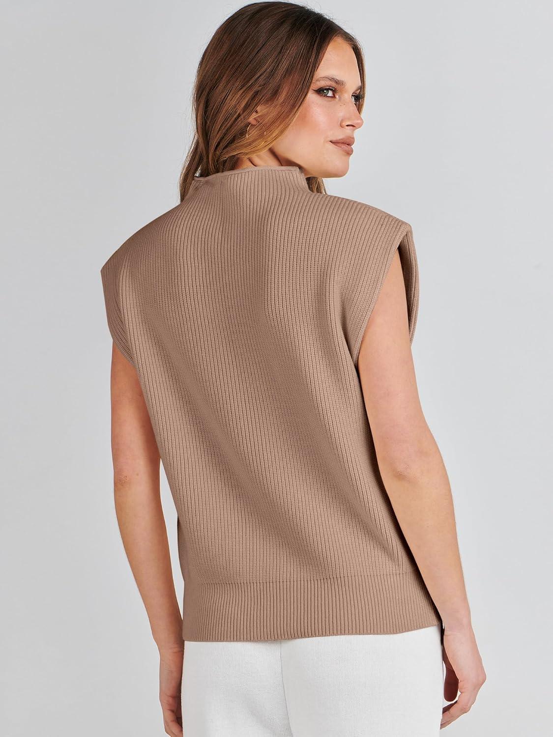 imageANRABESS Womens Mock Neck Sleeveless Sweater Vest Casual Cap Sleeve Knit Pullover Tank Tops 2025 Fall ClothesKhaki