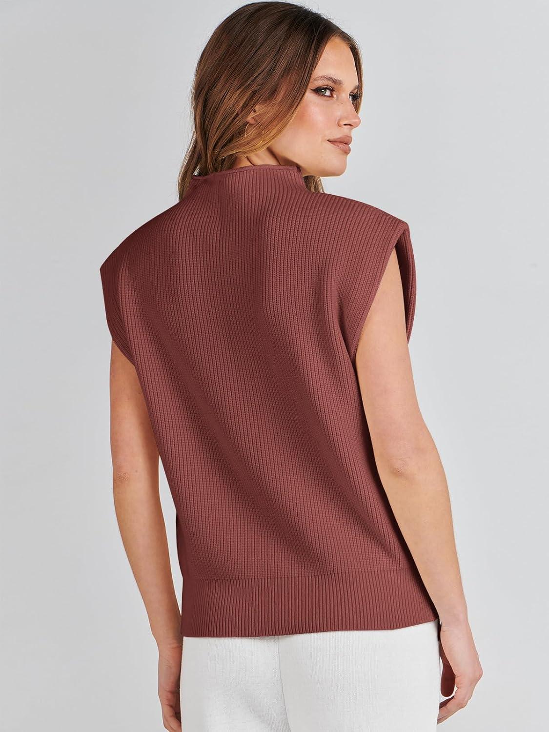 imageANRABESS Womens Mock Neck Sleeveless Sweater Vest Casual Cap Sleeve Knit Pullover Tank Tops 2025 Fall ClothesMaroon
