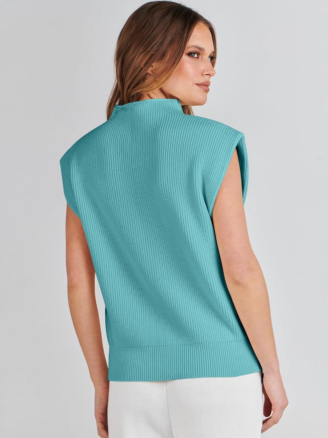 imageANRABESS Womens Mock Neck Sleeveless Sweater Vest Casual Cap Sleeve Knit Pullover Tank Tops 2025 Fall ClothesMint