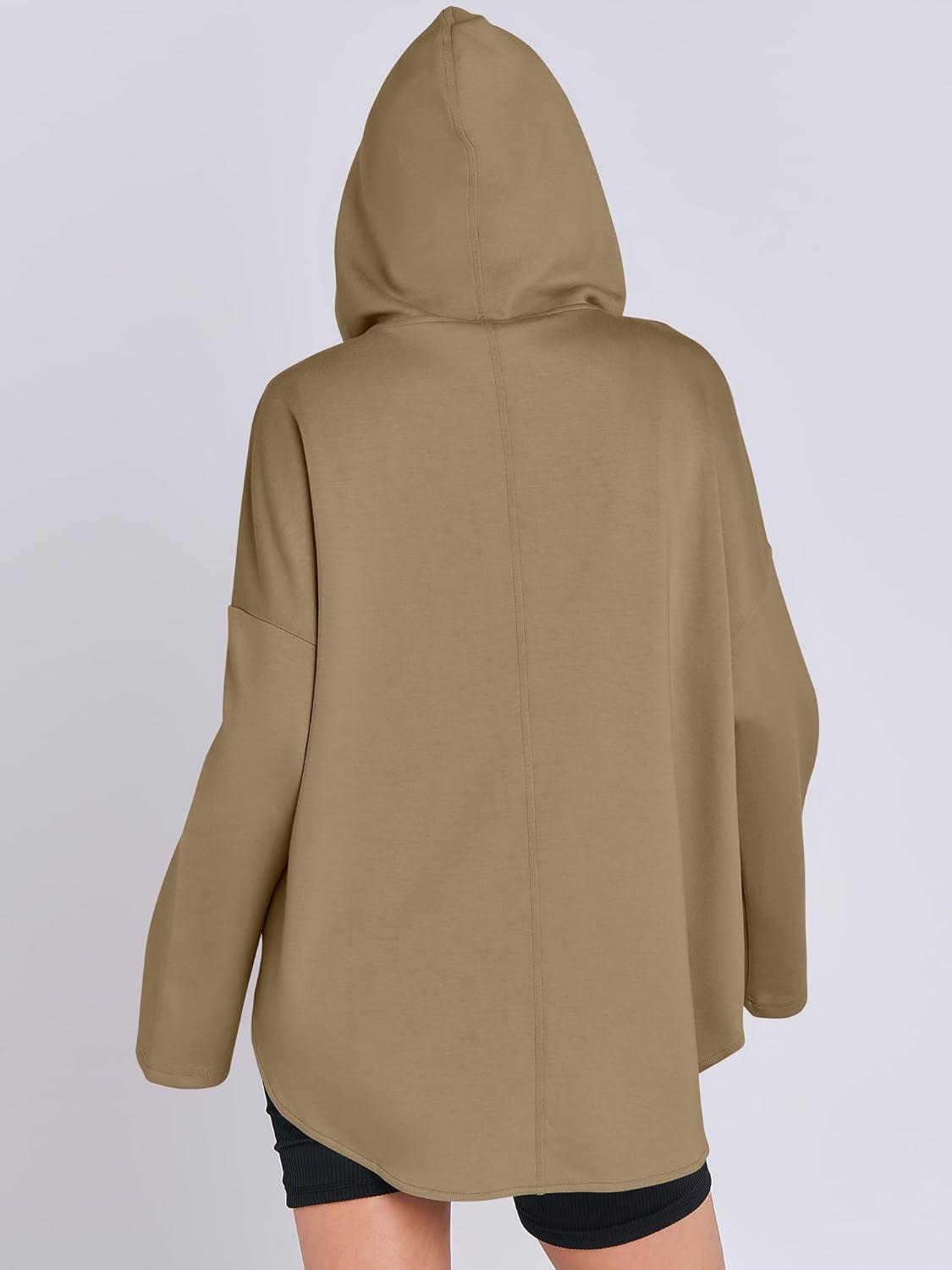 imageANRABESS Womens Oversized Hoodie Quarter Zip Sweatshirts 2025 Fall Winter Tunic Pullover Top Trendy Teen Girls Preppy ClothesDark Khaki