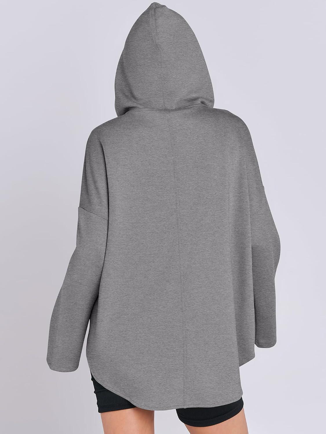 imageANRABESS Womens Oversized Hoodie Quarter Zip Sweatshirts 2025 Fall Winter Tunic Pullover Top Trendy Teen Girls Preppy ClothesGrey