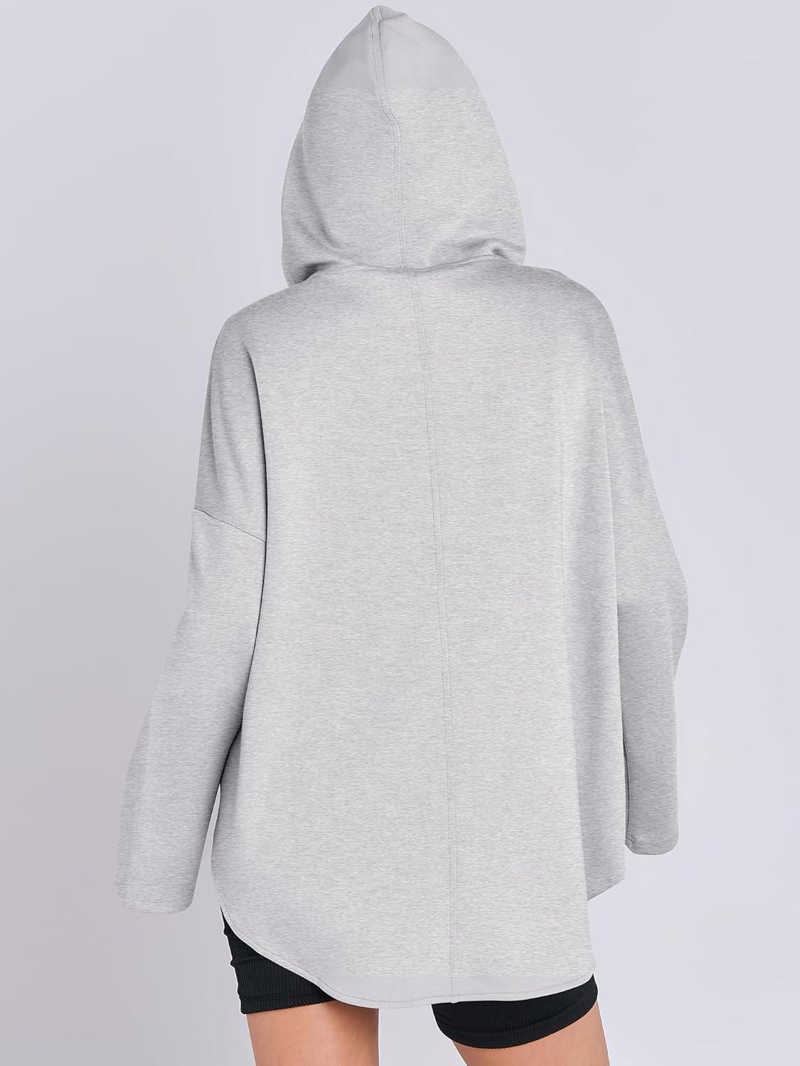imageANRABESS Womens Oversized Hoodie Quarter Zip Sweatshirts 2025 Fall Winter Tunic Pullover Top Trendy Teen Girls Preppy ClothesLight Grey