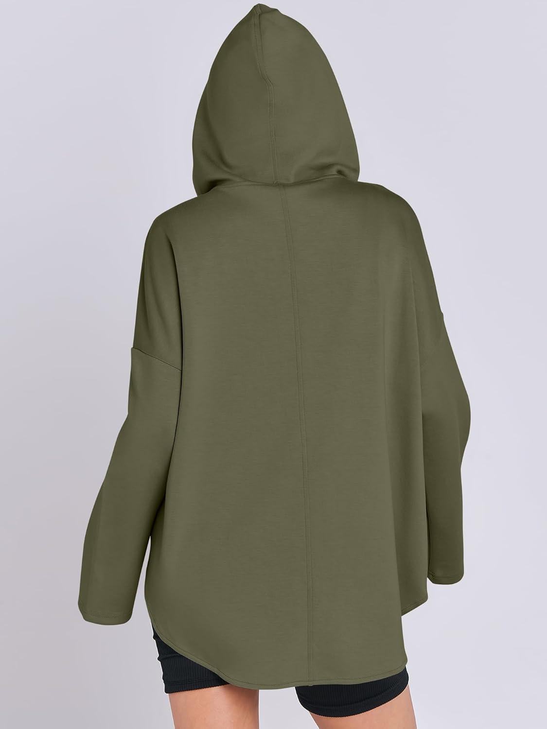 imageANRABESS Womens Oversized Hoodie Quarter Zip Sweatshirts 2025 Fall Winter Tunic Pullover Top Trendy Teen Girls Preppy ClothesOlive Green