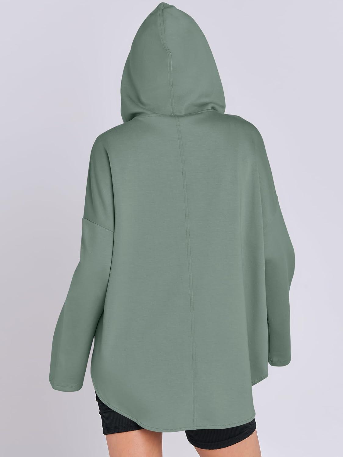 imageANRABESS Womens Oversized Hoodie Quarter Zip Sweatshirts 2025 Fall Winter Tunic Pullover Top Trendy Teen Girls Preppy ClothesPea Green