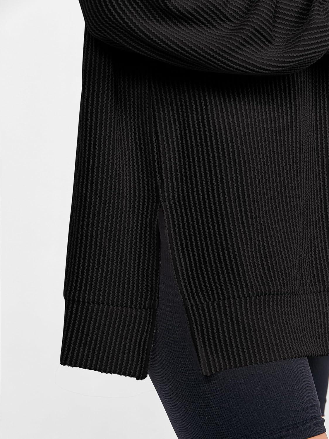 imageANRABESS Womens Oversized Long Sleeve Shirts Ribbed Knit Tunic Tops Side Spilt Casual 2025 Fall OutfitsBlack