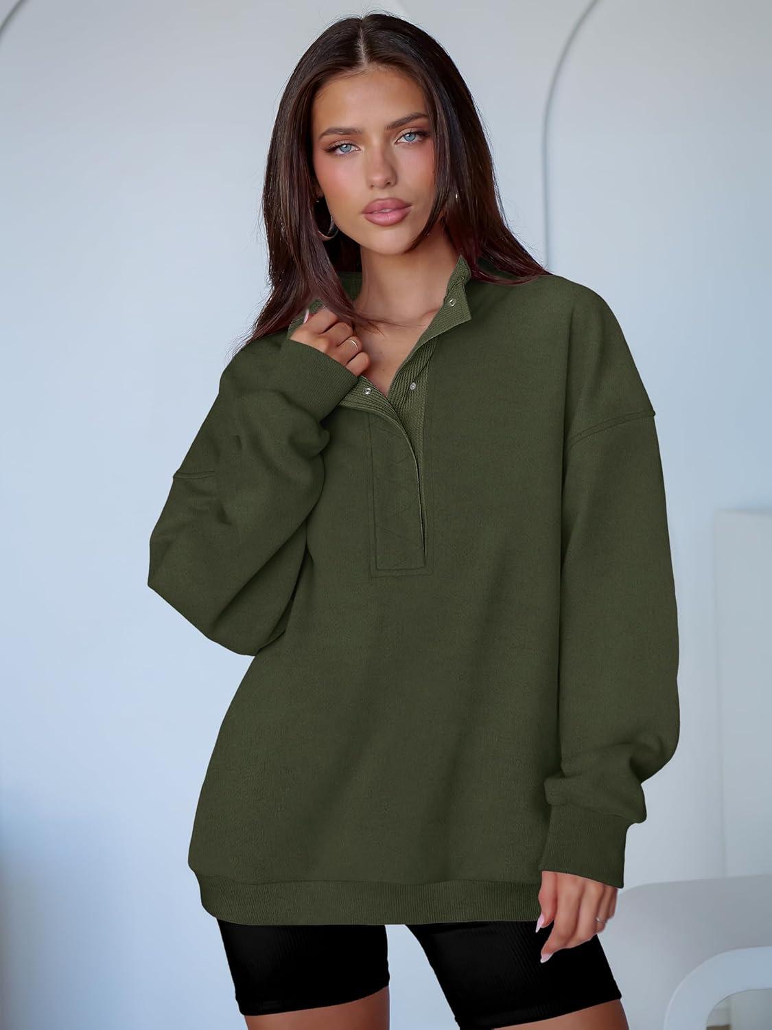 imageANRABESS Womens Oversized Sweatshirt Long Sleeve Henley Pullover Tops 2025 Fall Casual Button Loose Fit Teens Fashion OutfitsArmy Green