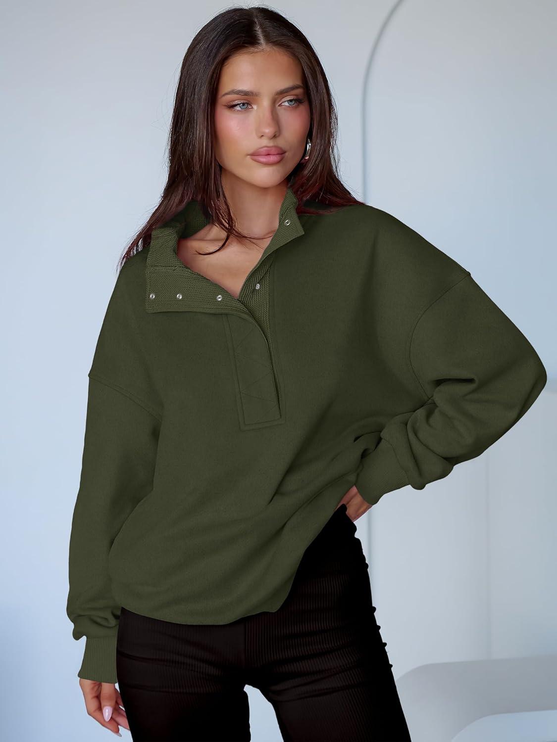 imageANRABESS Womens Oversized Sweatshirt Long Sleeve Henley Pullover Tops 2025 Fall Casual Button Loose Fit Teens Fashion OutfitsArmy Green